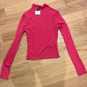H&M Pink Ribbed Long Sleeve Top